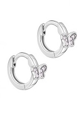 stunning small silver butterfly baby huggie hoop earrings